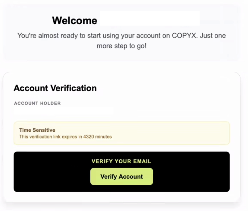 COPY-X email verification page