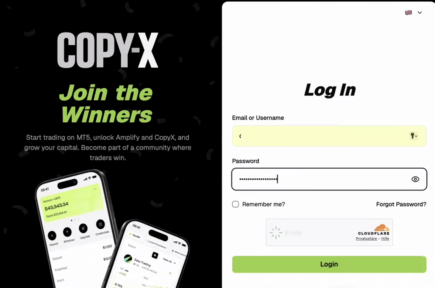 COPY-X login form