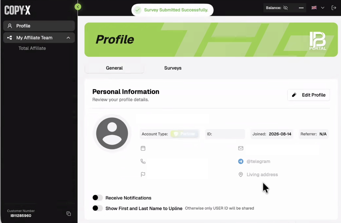 COPY-X profile after suitability survey