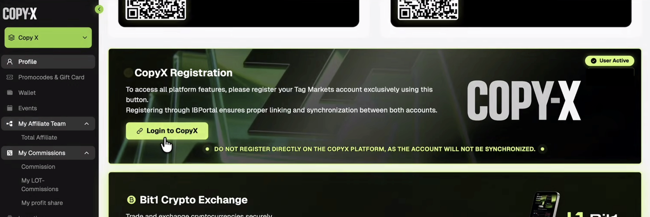 Login to Copy-X card